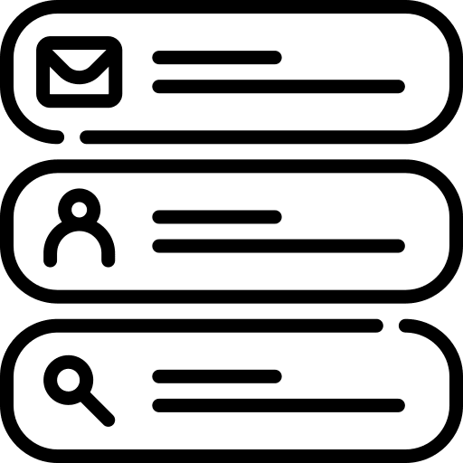 Button contact envelope search icon