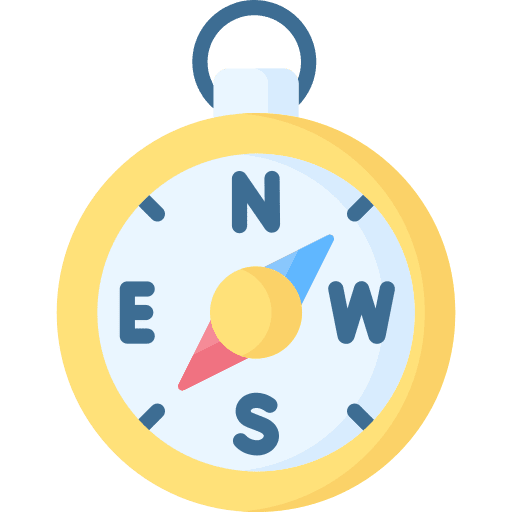 Compass east cardinal points maps and location icon