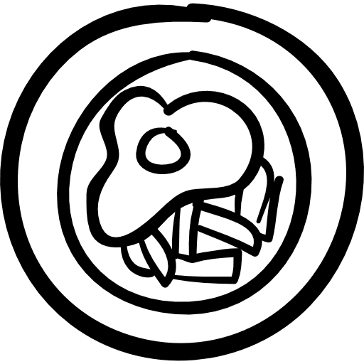 Egg and fries hand drawn food plate plate top view hand drawn icon