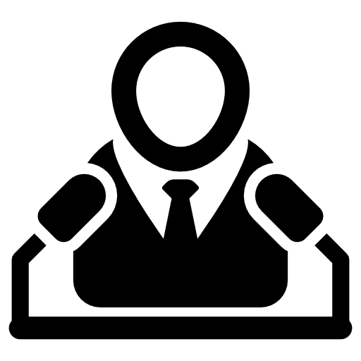 Speaker in a conference chairman people speaking icon