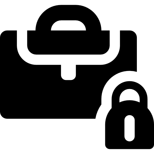 Closed briefcase silhouette secret closed security system icon