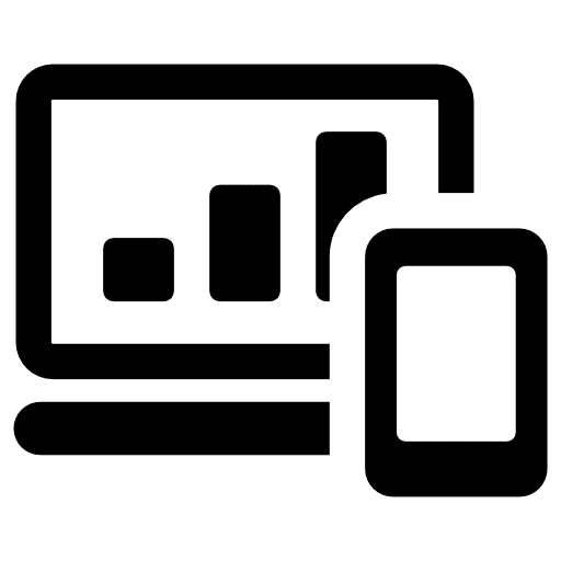 Statistics on a screen and a smartphone bars chart interface statistics icon