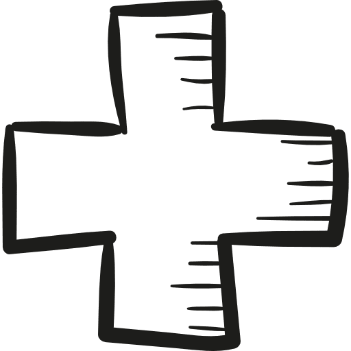Draw adding cross hospital medical cross plus sign icon