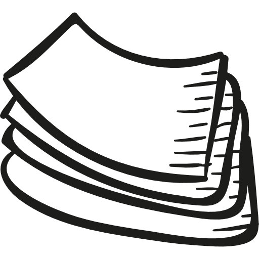 Draw stack of papers office material paperwork white paper icon