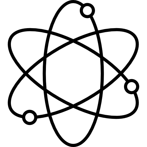 Physics nuclear react electron icon