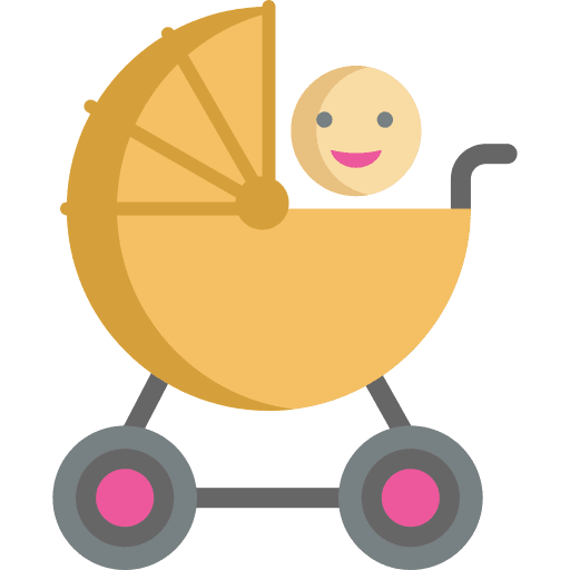 Stroller childhood kid and baby baby stroller icon