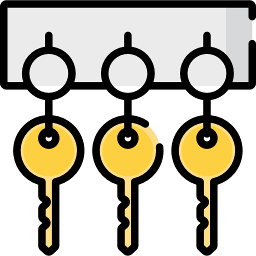 Door keys security door key tools and utensils icon