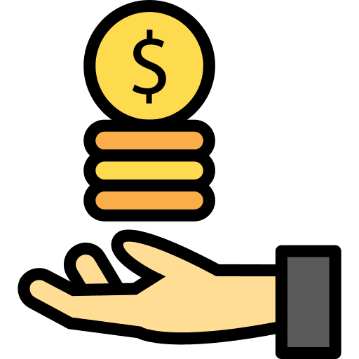 Coins hand ebitda business icon