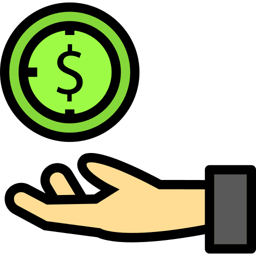 Coin hand payment dollar symbol icon