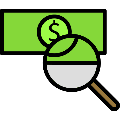 Investigate commerce and shopping investigation money icon