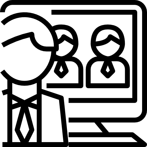 Video conference meeting computer business and finance icon