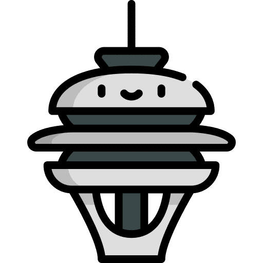 Space needle architecture and city landmark space needle icon