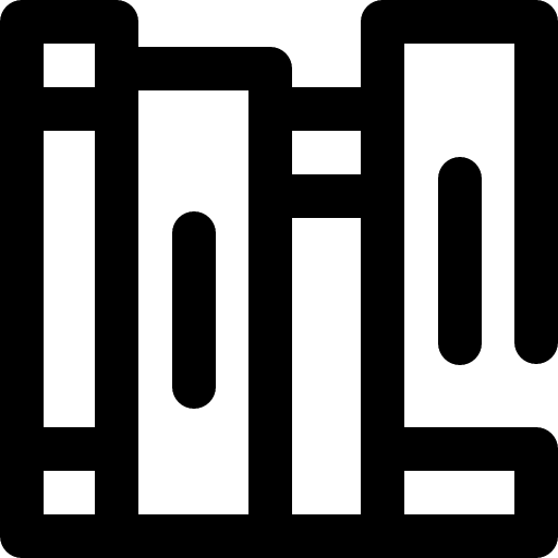 Library furniture bookshelf bookcase icon