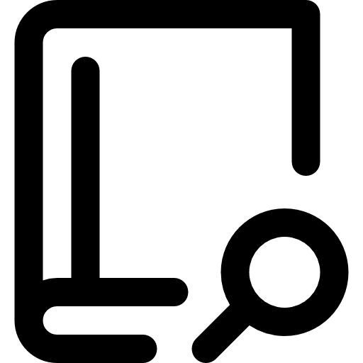 Research magnifying glass education books icon