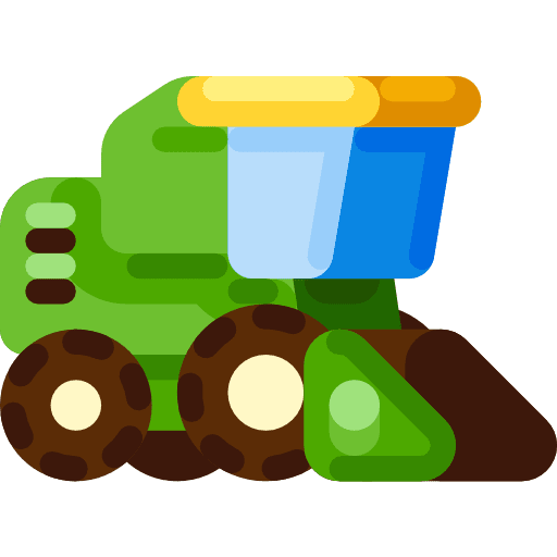Harvester farming and gardening transport machine icon