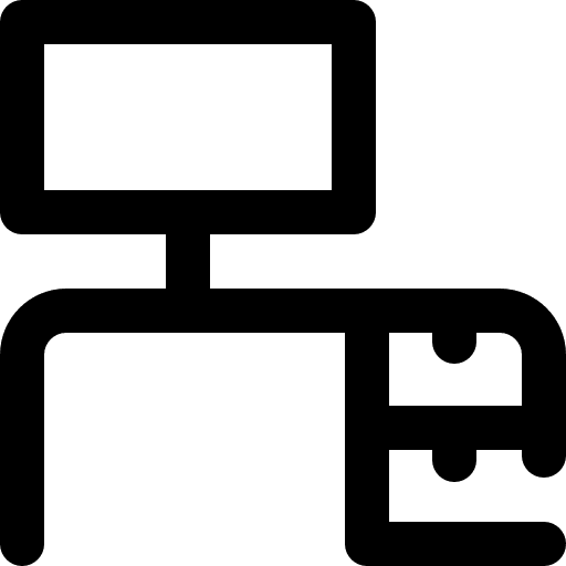 Workplace worksite computer and media tool icon