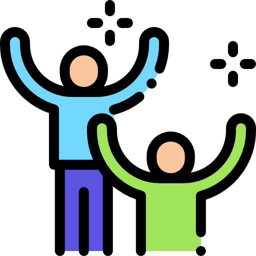 Happiness enjoy two people excitement icon