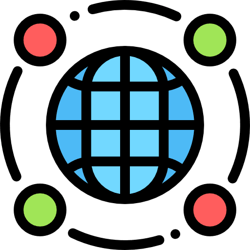 Around the world earth grid world networking icon