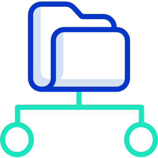 Folder connected interface data storage icon
