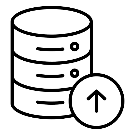 Database signs database upload icon