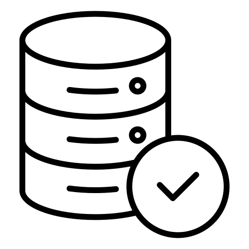 Database checked computing signs icon