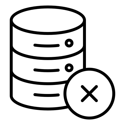 Database computing close signs icon
