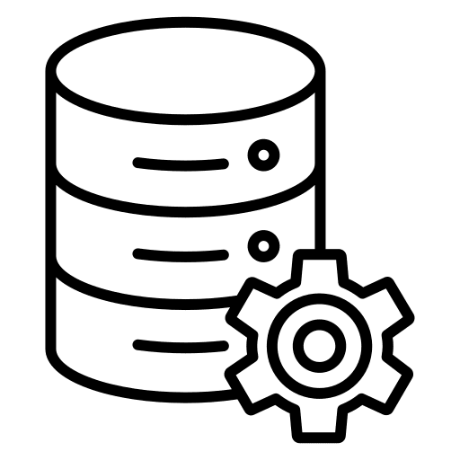 Database cogwheel computing sign icon