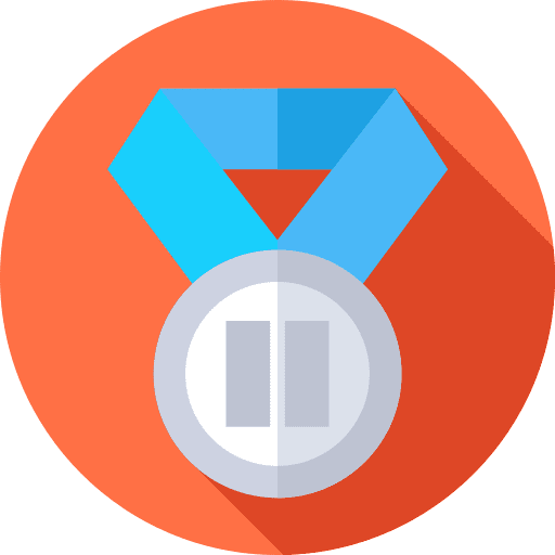 Silver medal second ribbons number icon