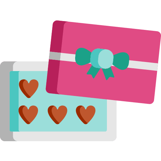 Chocolate box food and restaurant love romanticism icon