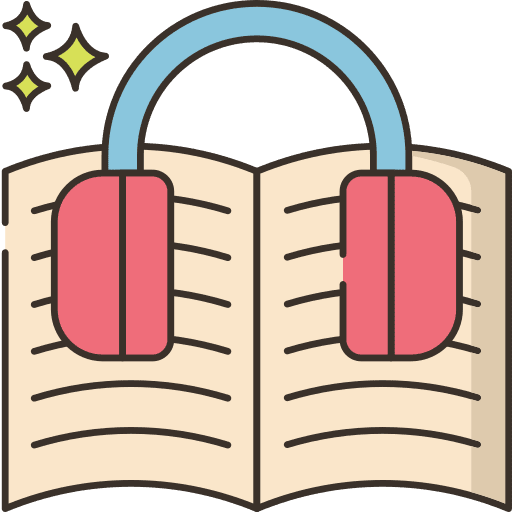 Audio earphones book reading icon