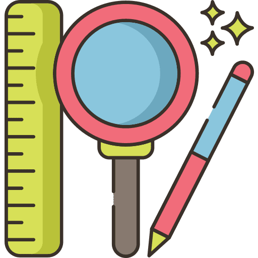 Education stationery magnifying glass learning tools icon