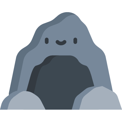 Cave rocks mountain shelter icon