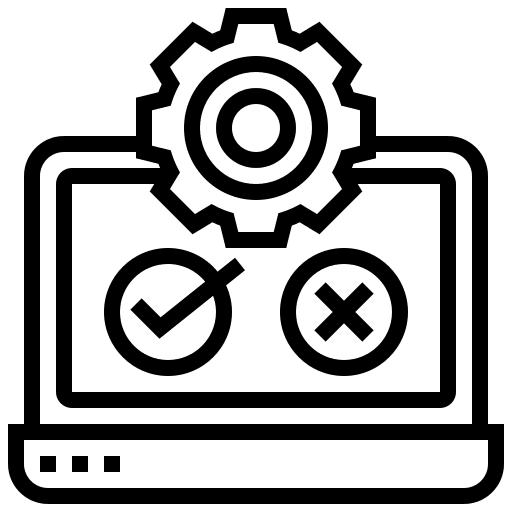 Testing business and finance laptop check icon