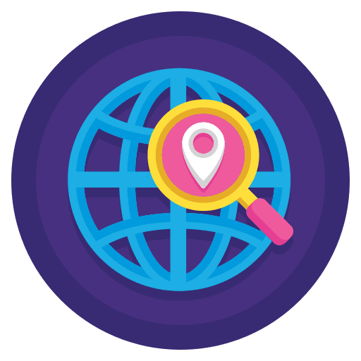 Analysis maps and location earth grid spatial icon