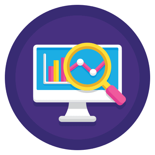 Analytics laptop business and finance screen icon