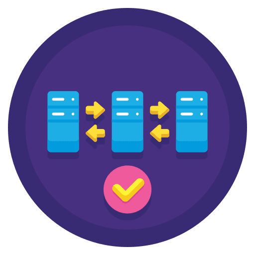 Load balaning database computer checkmark icon
