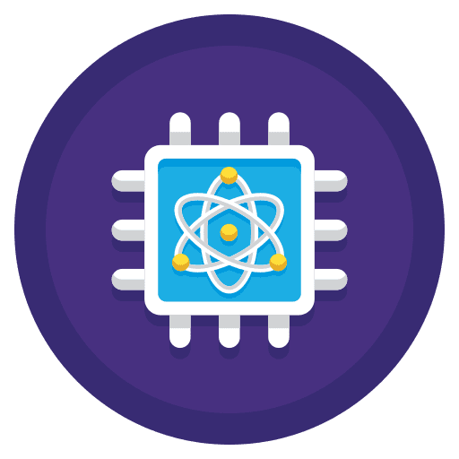 Quantum computing cpu quantum computing atom icon