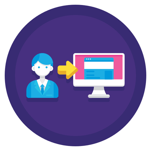 Unique visitor webpage arrow user icon