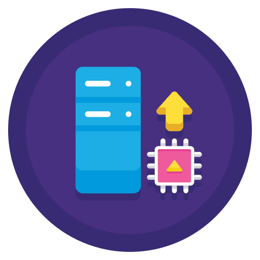 Vertical scalability database computer chip icon