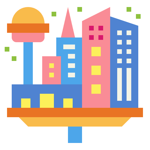 Space colony galaxy city transportation icon