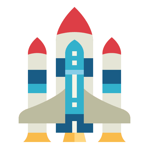Spaceship management space rocket icon