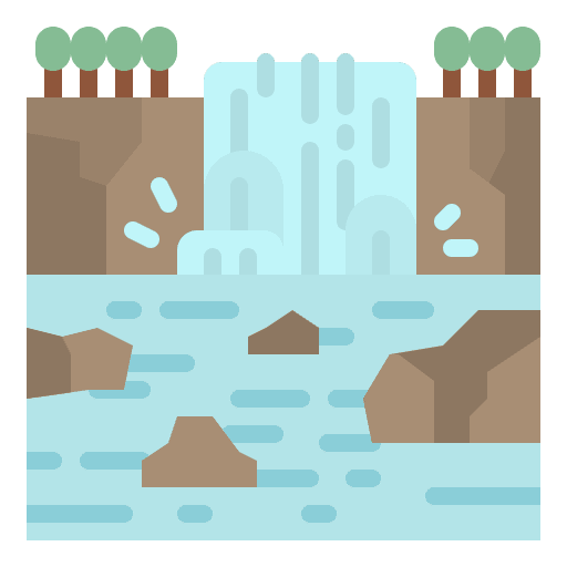 Waterfall waterfall stone tree icon
