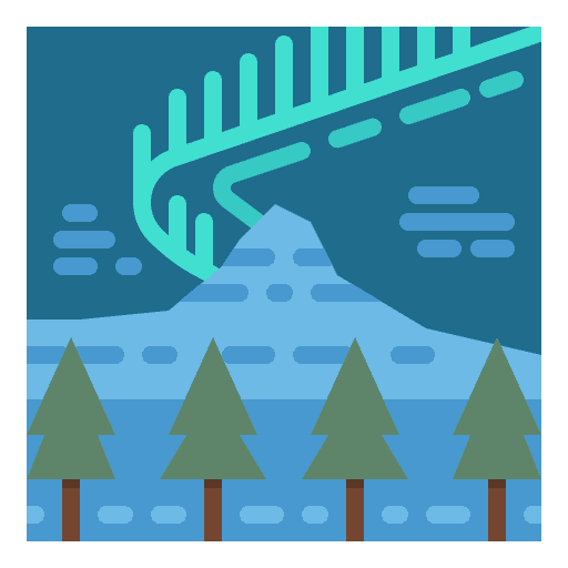 Aurora borealis nature trees astronomy icon