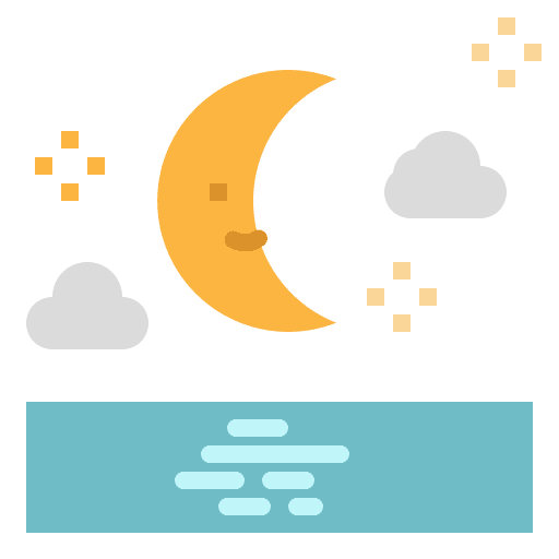 Moon sea landscape night icon