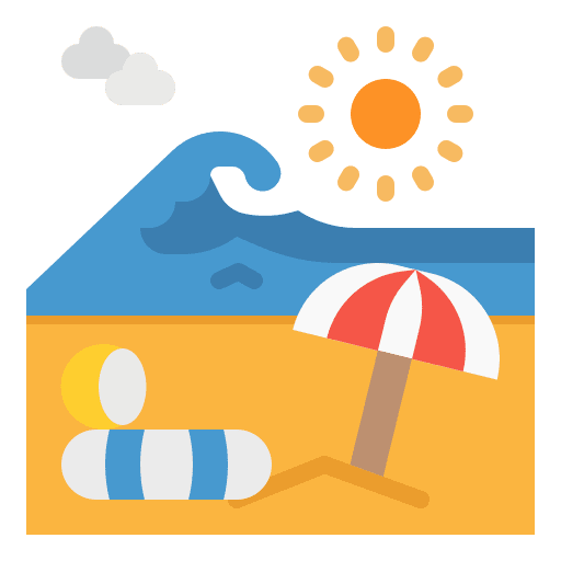Beach nostalgic landscape nature icon