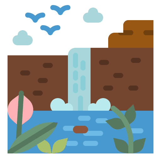 Waterfall landscape nature river icon