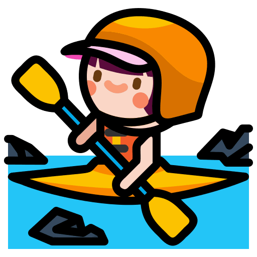 Kayaking action sports canoe icon