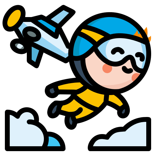 Parachute adventure skydiving action icon
