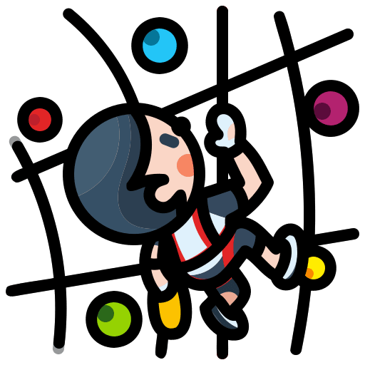 Climbing adventure sports and competition indoor sports icon