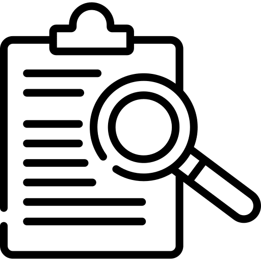 Research loupe magnifying glass files and folders icon